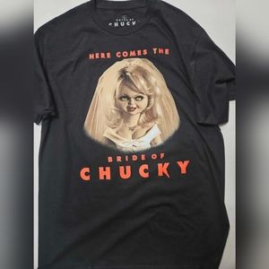 Bride Of Chucky T-shirt Mens Large Universal City Studios‎ Black Red Graphic Tee